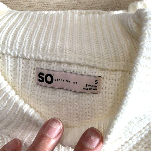 NWT! Cream Balloon Sleeve Crew Neck Sweater By SO (Sonoma) Size Small - Picture 4 of 8